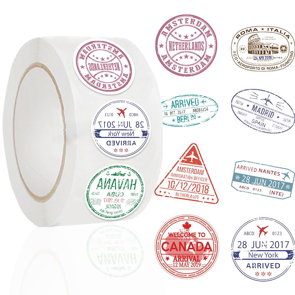Thumbnail: Cute Passport Stamp Series Roll Stickers (500 Pcs/Roll) - PVC Decorative Decals 
