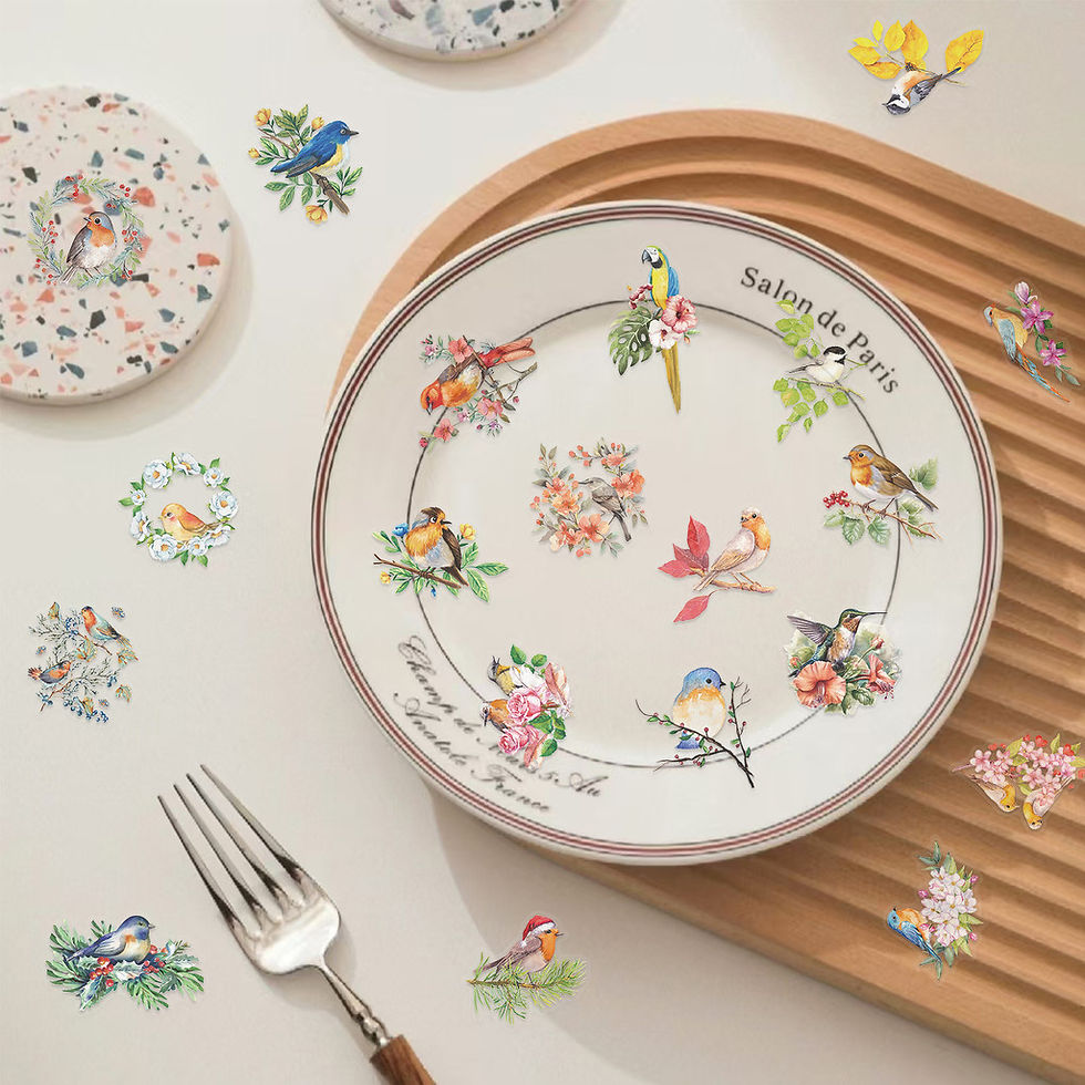 Thumbnail: 50PCS Transparent INS Watercolor Bird Sticker Pack-Waterproof PET for Scrapbooki