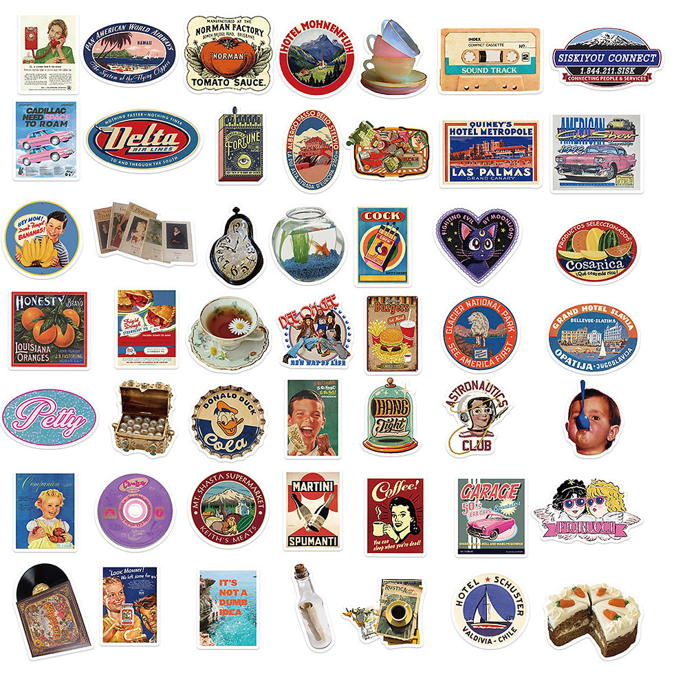Thumbnail: 50pcs Cool Vintage Stickers Retro Decal For Skateboard Laptop Phone Bike Car Fun