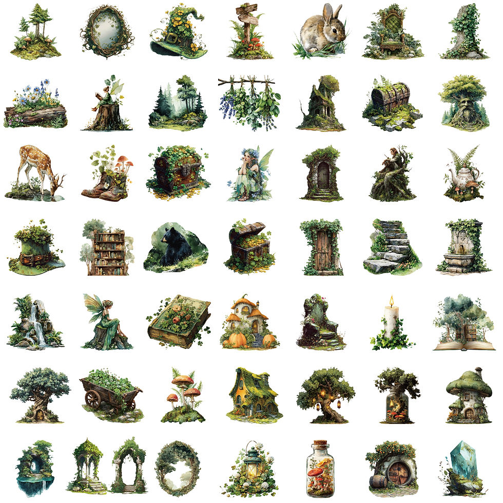 Thumbnail: 50/100PCS Forest Themed Green Stickers Decoration Notebook Laptop Luggage Art Co