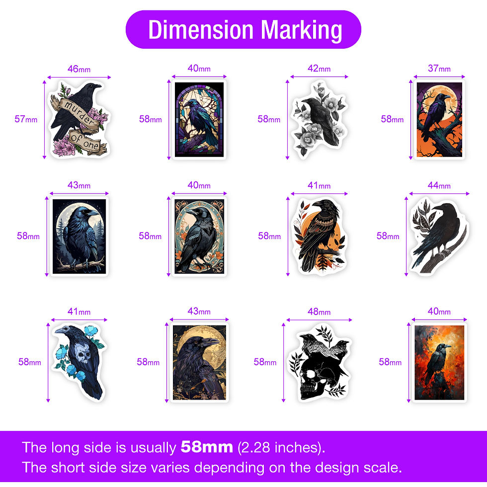 Thumbnail: 10/30/60Pcs Dark Magic Crow Stickers DIY Waterproof Graffiti Decal for Scrapbook
