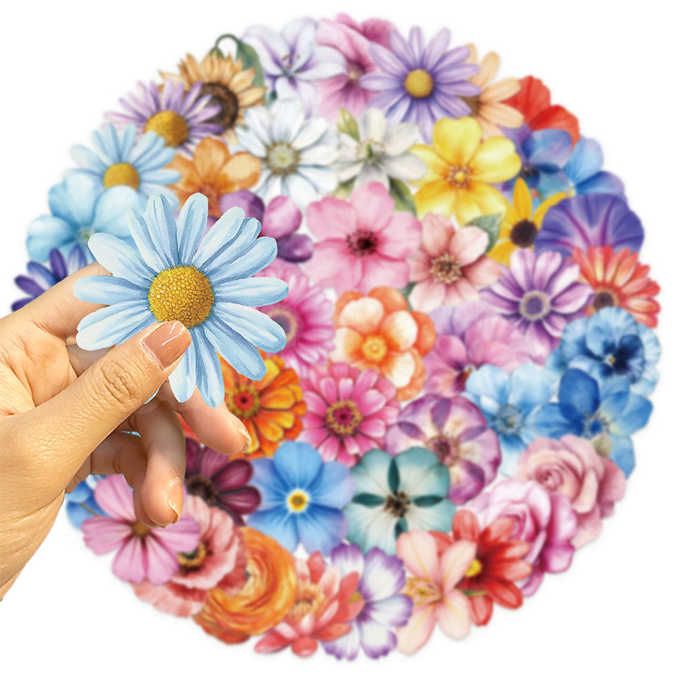 Thumbnail: 50Pcs Transparent Cartoon Floral Stickers - Waterproof PET Decor for Journals, G