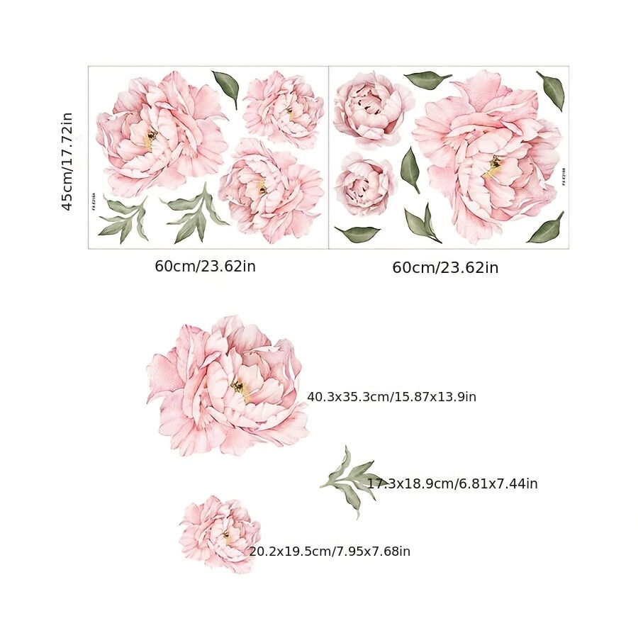 Thumbnail: Pink peony self-adhesive detachable PVC wall sticker with fairy tale style room 