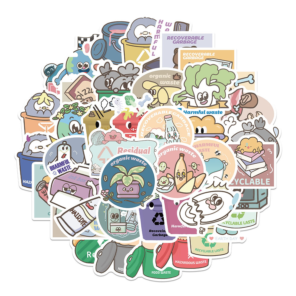 Thumbnail: 54Pcs Office Trashcan Sign Sorting Label Stickers Recycling Garbage Classificati