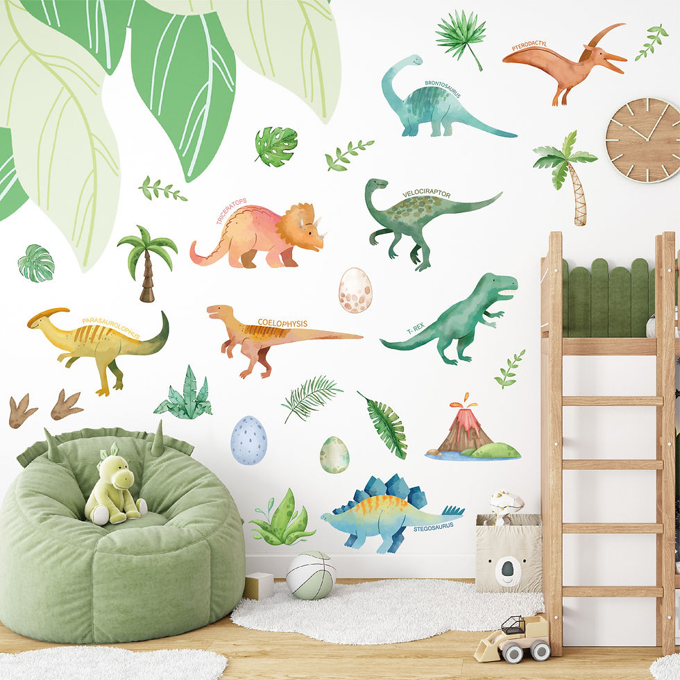 Thumbnail: Cartoon Animal Cute Dinosaur Wall Stickers Removable for Kids Room Decoration Ba
