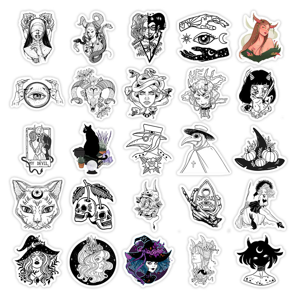 Thumbnail: 10/25/50Pcs Vintage Gothic Style Black and White Stickers Cool Art Style Waterpr