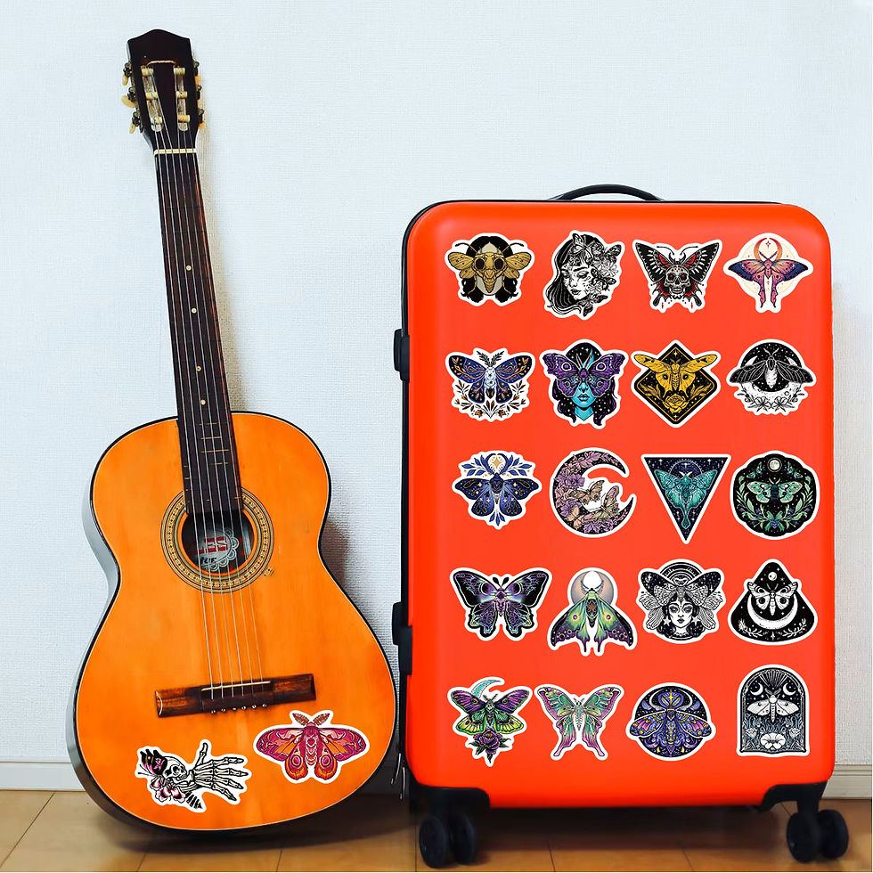 Thumbnail: 50PCS The Moon and Moth Print Stickers Notebook Aesthetic Laptop Luggage Coffee 