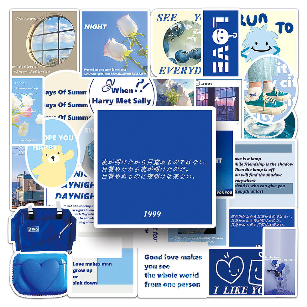 Thumbnail: 50 Pieces Original Blue INS Style Journal Stickers - Literary English Collage, W