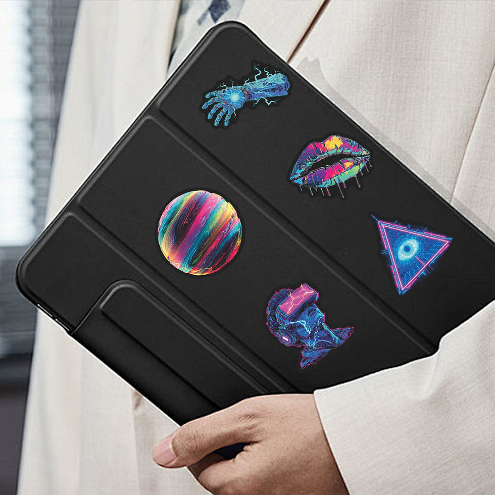 Thumbnail: 56Pcs PVC Cyberpunk Neon Creative Stickers Journal DIY Notebook Decor Stationery
