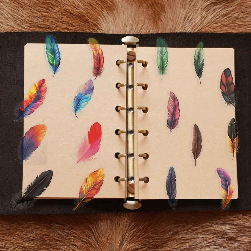 Thumbnail: 50 Pieces Cartoon Feather Sticker Pack - Waterproof Clear PET, Decor for Journal