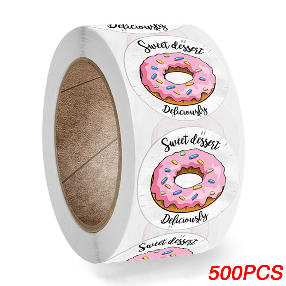Thumbnail: 100-500PCS Round Donut Stickers Homemade Bakery Baking Colorful Decoration Label