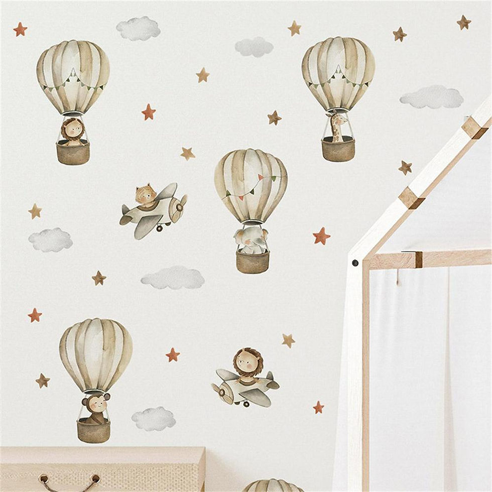 Thumbnail: Cartoon Hot Air Balloon Animals Bear Lion Wall Stickers for Child Room Boy Room 