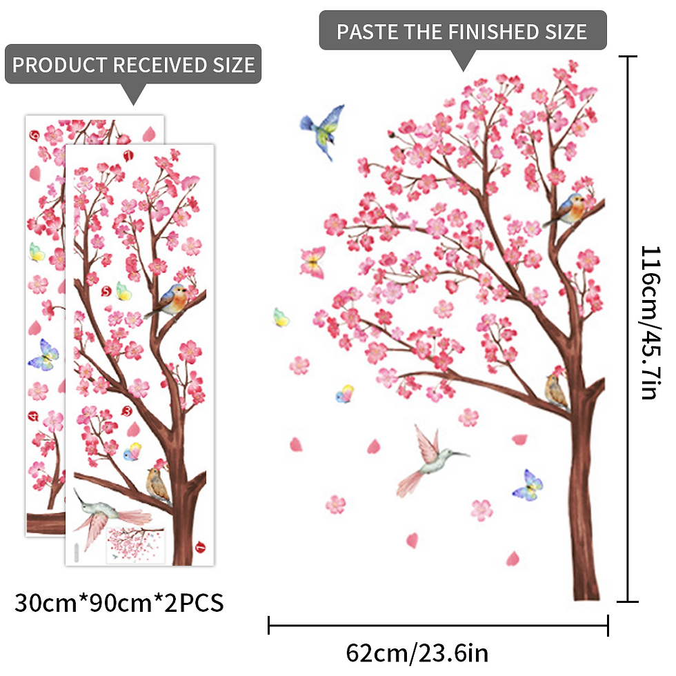 Thumbnail: Cartoon Pink Flower Tree Rabbit Butterfly Wall Stickers For Living Room Bedroom 