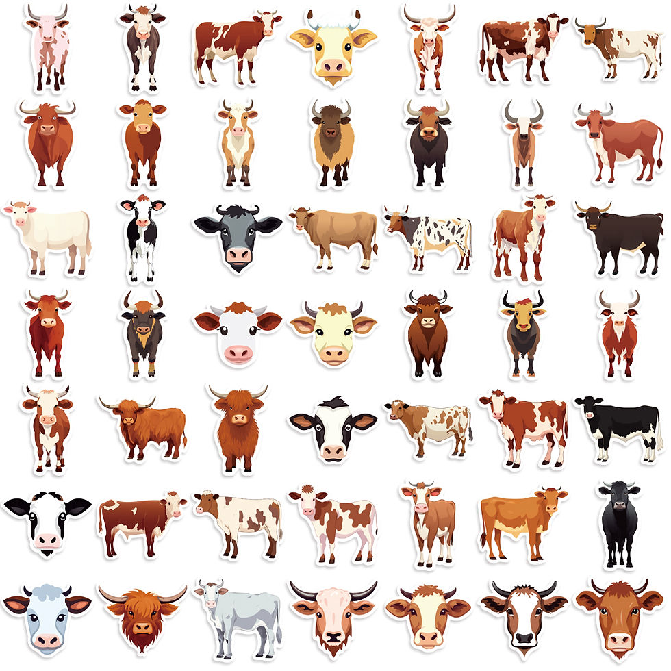 Thumbnail: 50PCS Cute Cow PVC Sticker Aesthetic DIY Children's Decoration Scrapbooking Kore