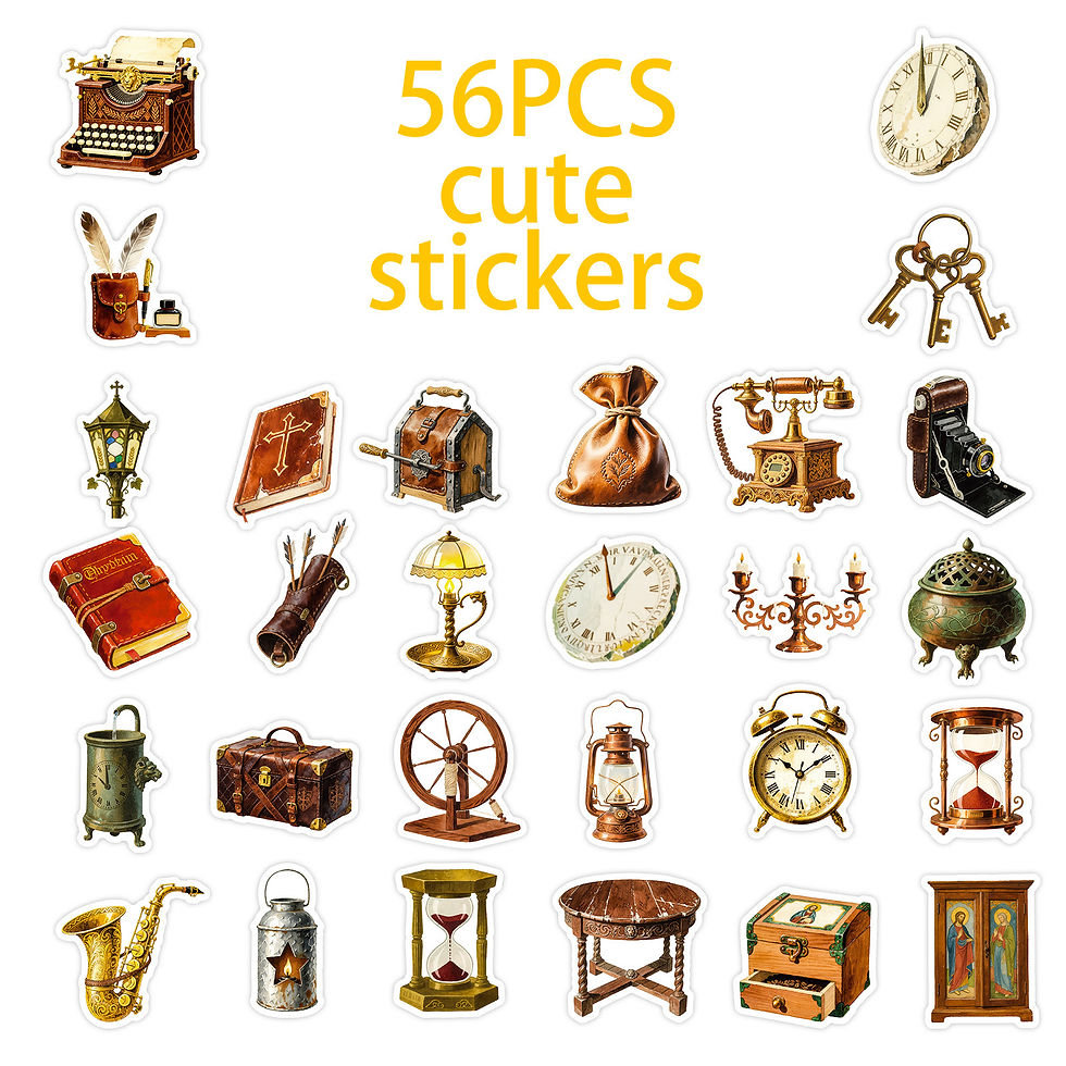 Thumbnail: 56PCS Retro Home Old Items Graffiti Stickers Camera Clock Waterproof Decoration 