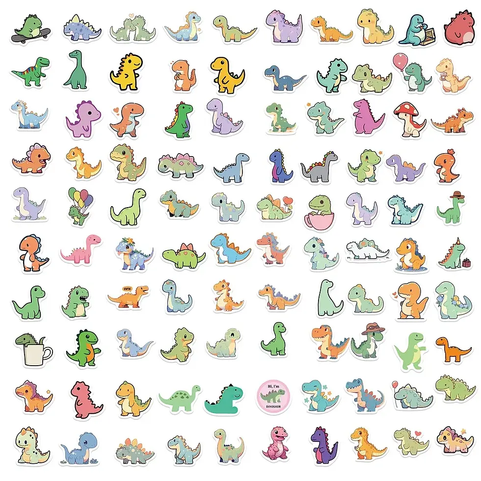 Thumbnail: 100PCS Cute Cartoon Short Legged Dinosaur Graffiti Stickers for Helmet Bicycle H