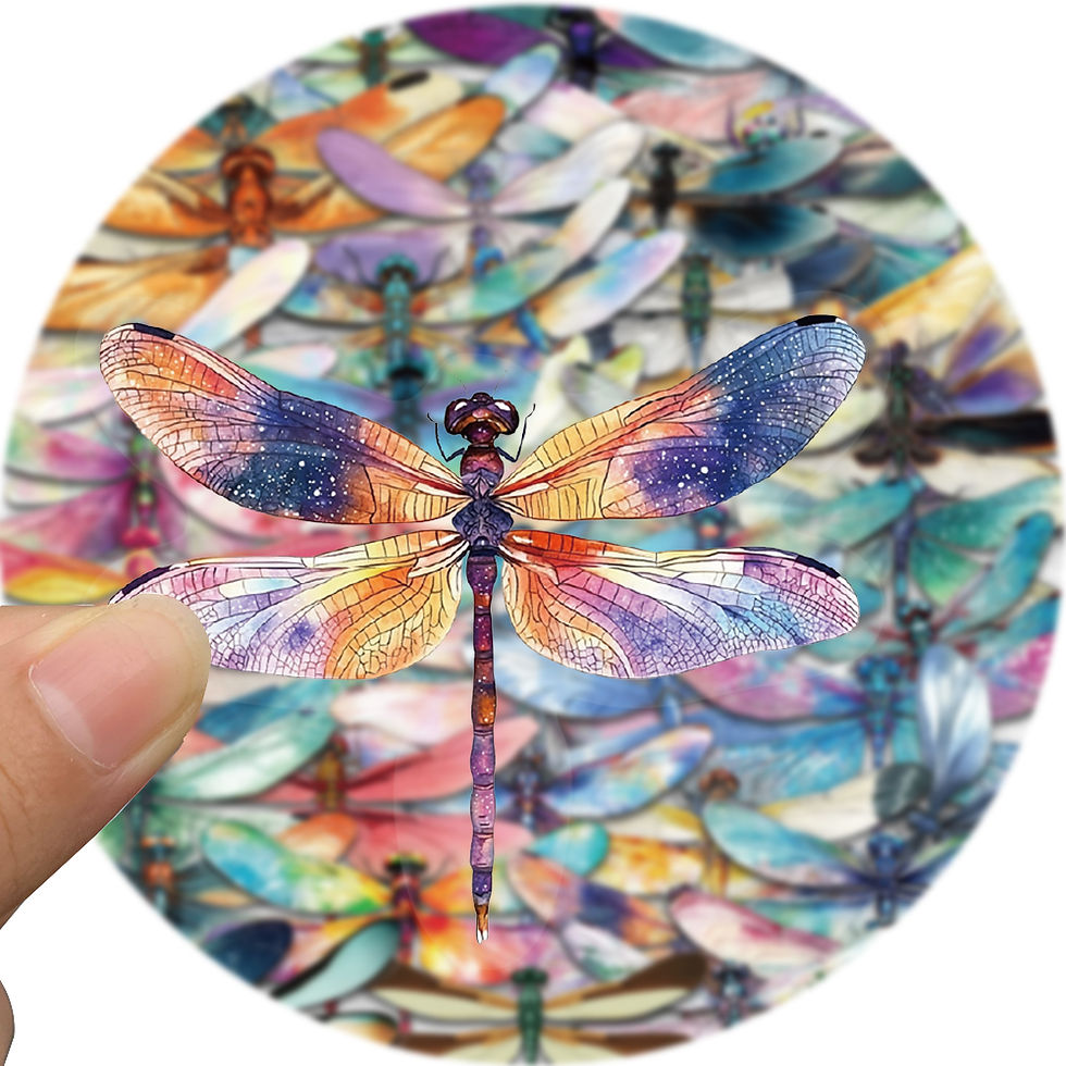 Thumbnail: 50PCS Cartoon Colour Dragonfly Stickers Graffiti Nostalgia Decals Laptops Phone 