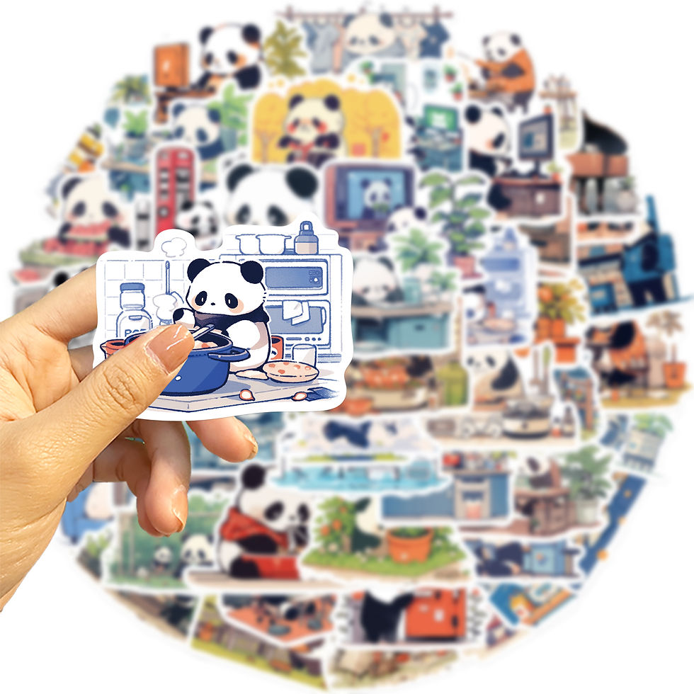 Thumbnail: 50pcs Diary Life Panda Cartoon Graffiti Stickers Decorative Guitar Phone Station