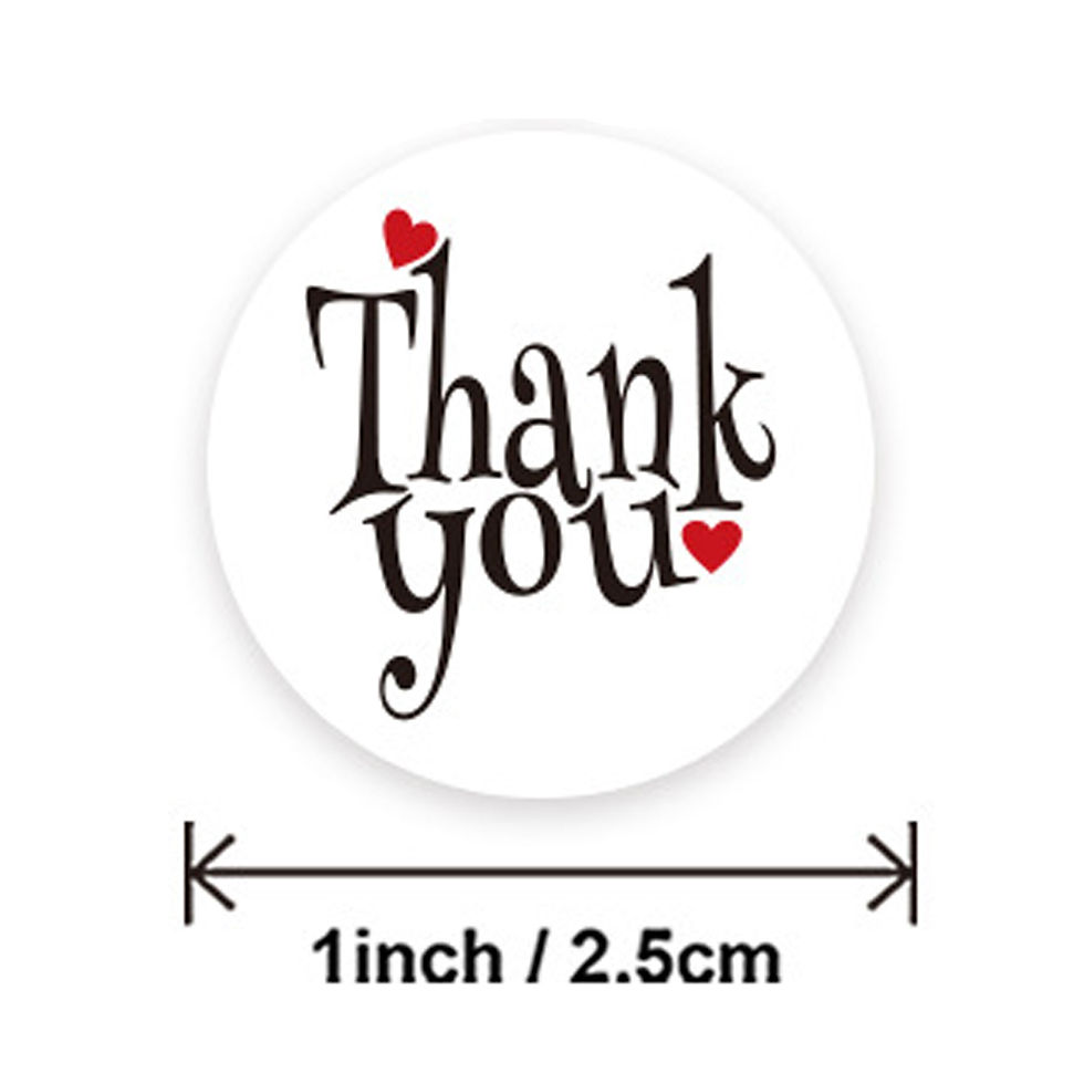 Thumbnail: 100-500Pcs Round Thank You Stickers Red Heart Labels For Wedding Pretty Gift Car