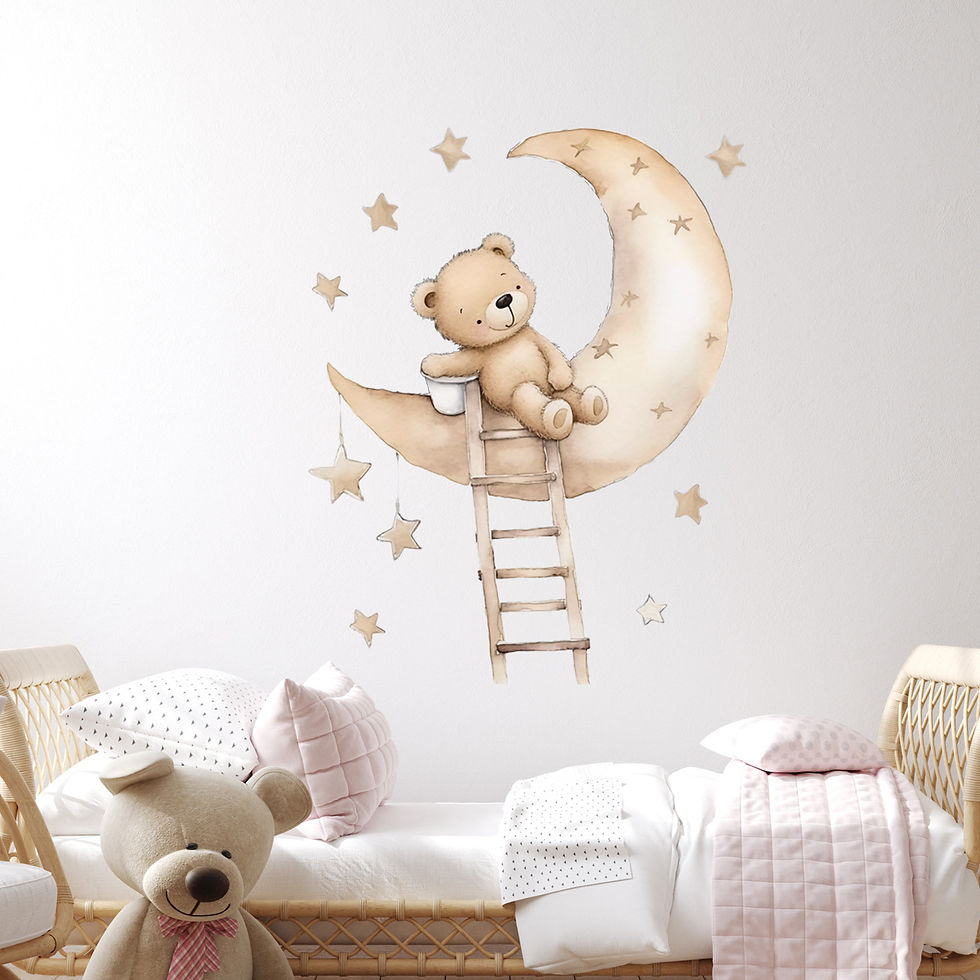 Thumbnail: Cartoon Animal Stars Moon Bear Fox Wall Stickers For Children's Room Kids Bedroo