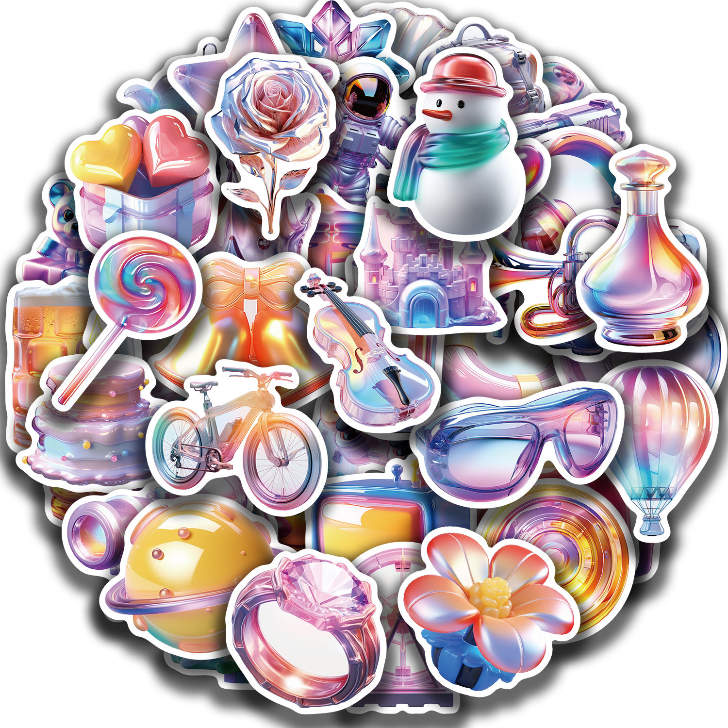 50PCS Cartoon 3D Gift Stickers DIY Diary Laptop Luggage Skateboard Aesthetic Scr