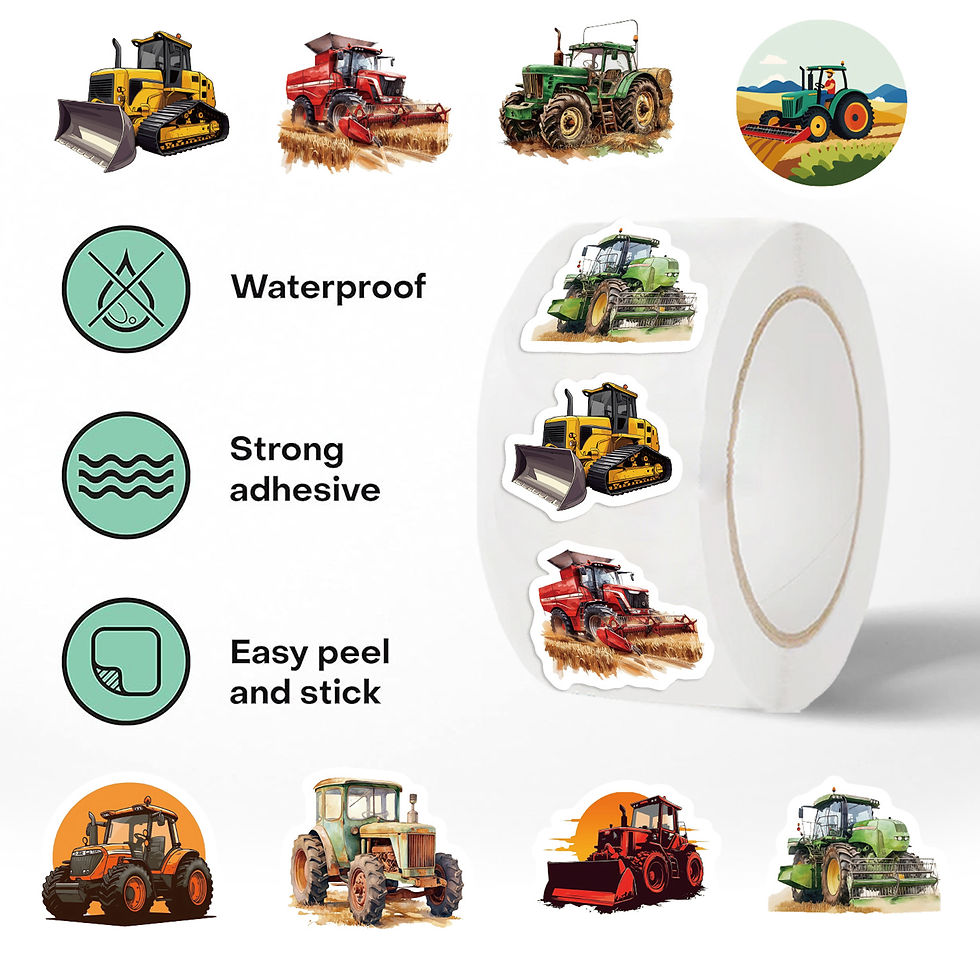 Thumbnail: 500PCS Cartoon Tractor Roll Stickers Skateboard Laptops Graffiti PVC Waterproof 