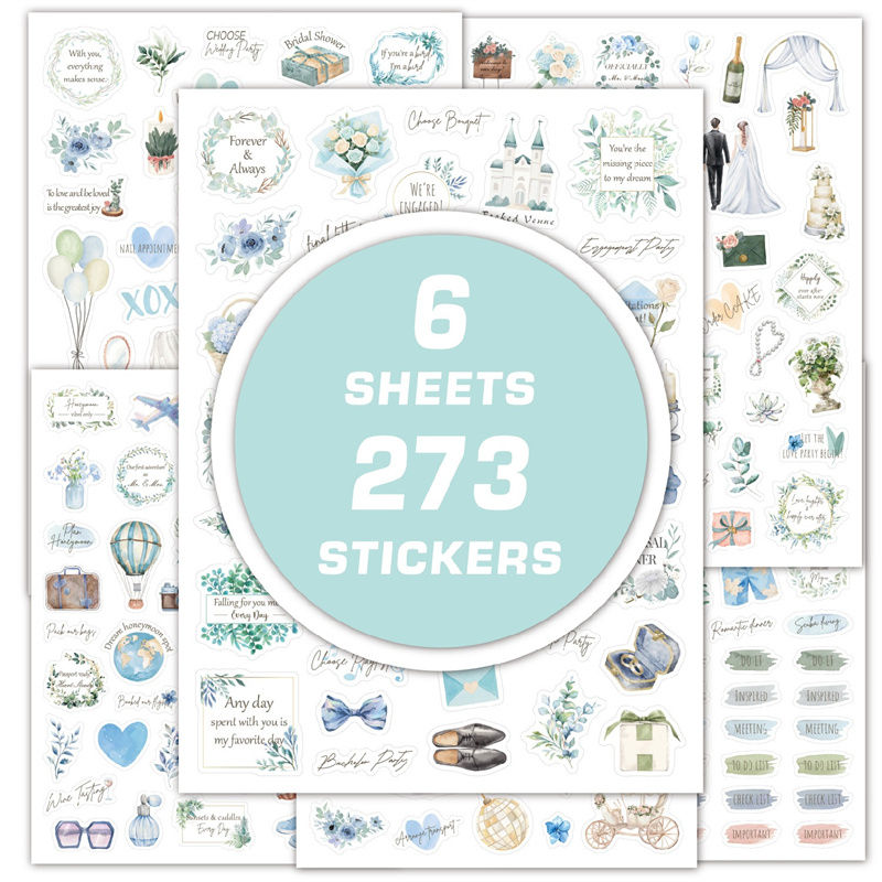 Thumbnail: New 273Pcs Wedding Bliss Stickers Romantic Wedding Theme Self-Adhesive Journal S