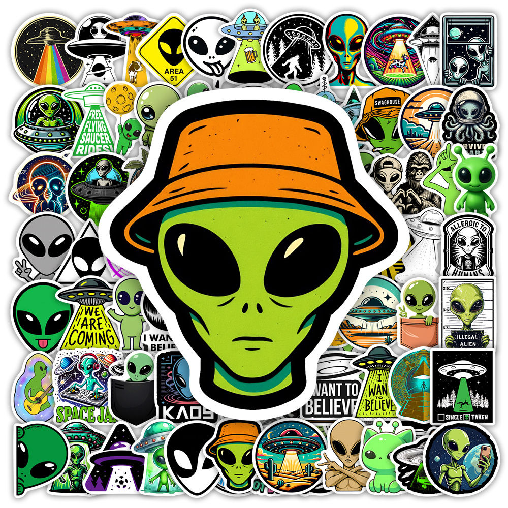 Comics ET Alien Icon Stickers DIY Waterproof Vinyl Decals for Scrapbook Diary Ju