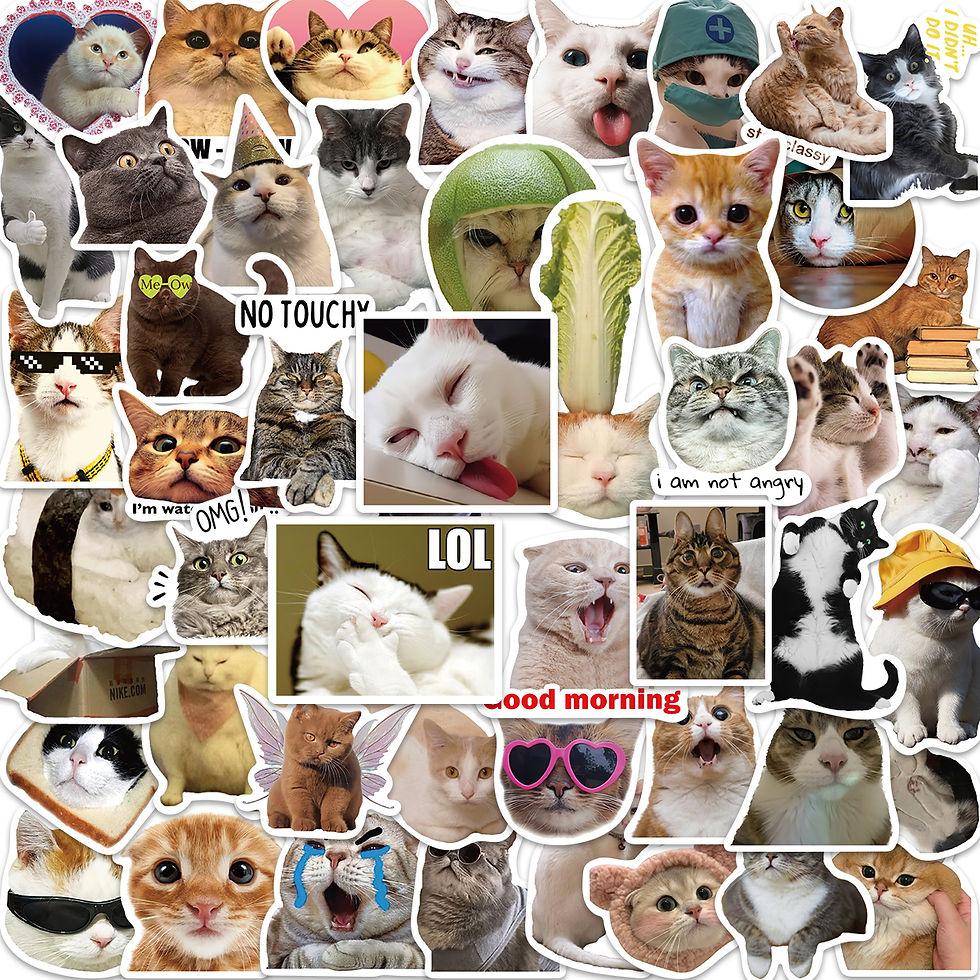 Thumbnail: 50PCS Cute Cat Stickers For Skateboard Scrapbook Water Bottle Laptop Luggage Kid