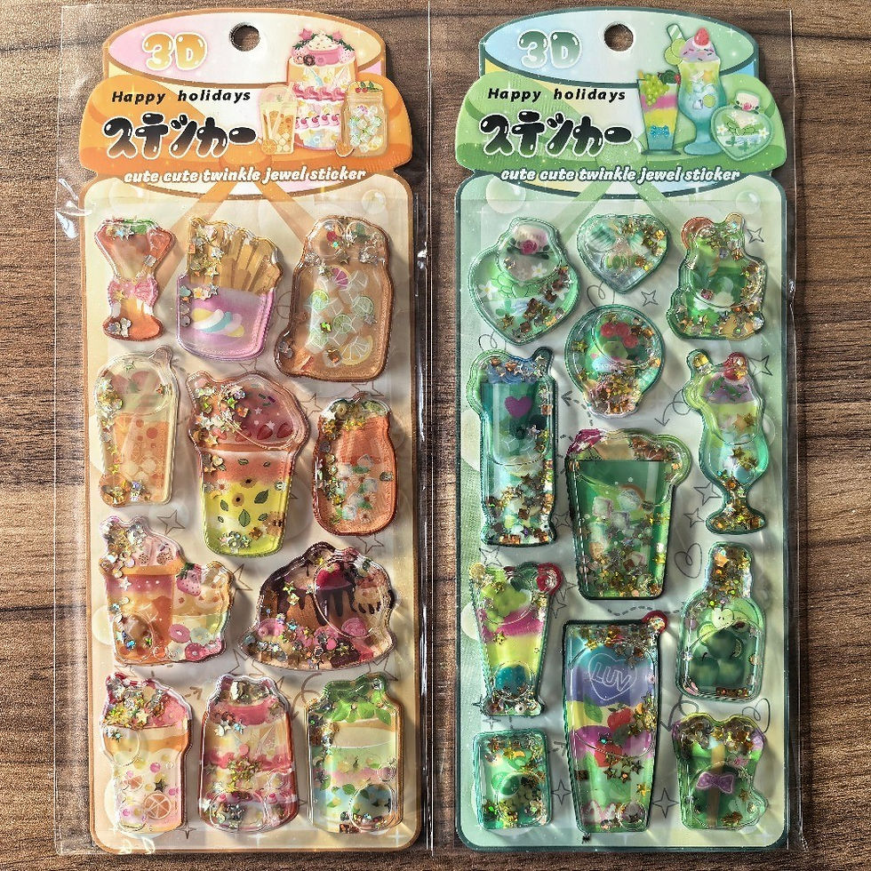 Thumbnail: 4pcs Set Lovely 3D Shake Water Paste Stickers for Scrapbook Diary Phone Decor Re