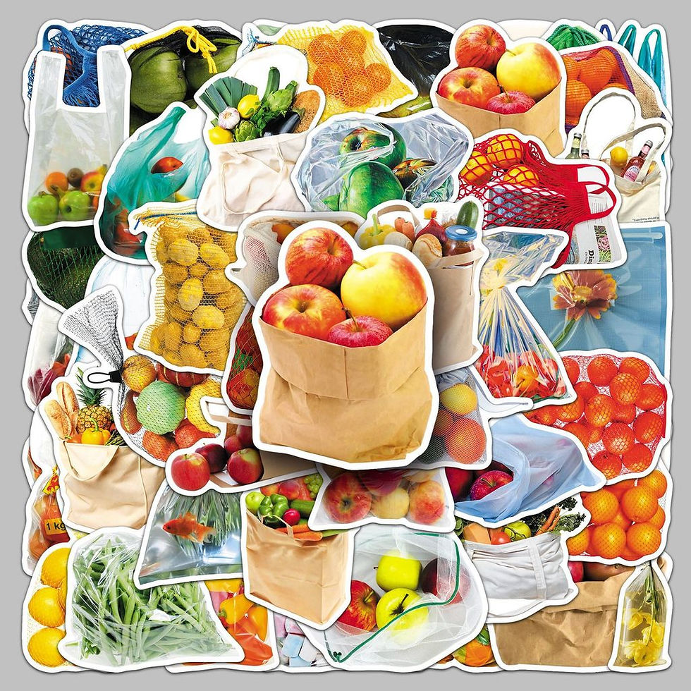 Thumbnail: 50 Pcs Bagged Realistic Fruit & Vegetable Stickers - Creative Graffiti Decor for