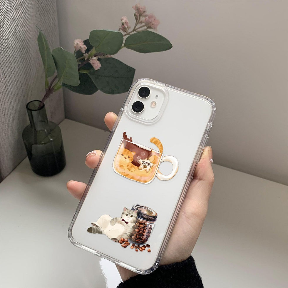 Thumbnail: 50-Piece Cartoon Magic Cat Café Stickers - DIY PET Transparent Decor for Phone 