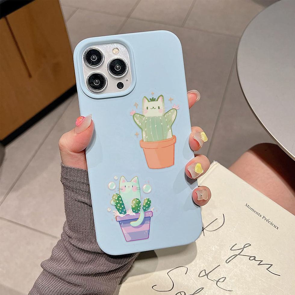 Thumbnail: 50/100PCS Cartoon Cat Cactus Sticker Pack Waterproof Transparent PET Booklet Dec
