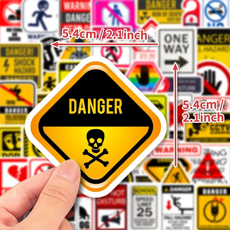 Thumbnail: 50PCS Realistic Warning Signs Waterproof Graffiti Stickers for Helmet Bicycle Ha
