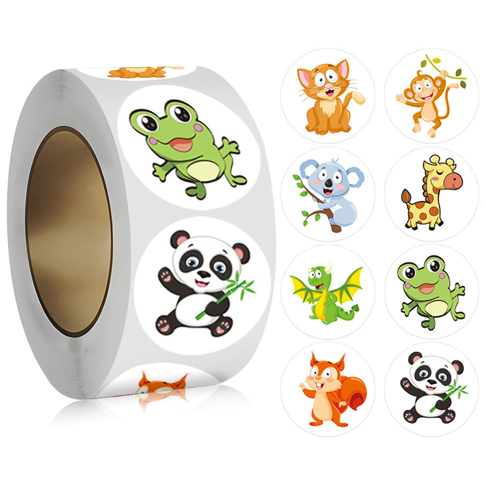 500pcs/roll Animal Stickers Cartoon Animal Stickers Children Kindergarten Reward