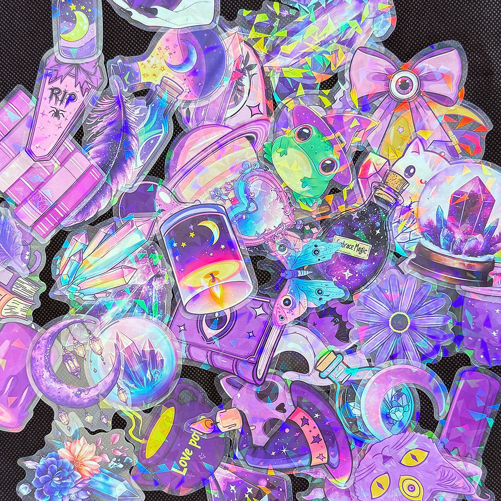 Thumbnail: 50PCS Transparent Laser Gothic Witch Stickers - Creative Decals for Tablets Phon
