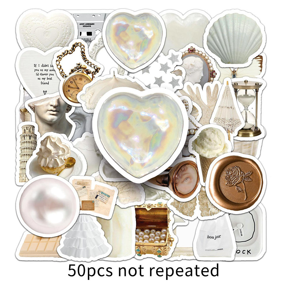 Thumbnail: 50Pcs White Instagram-style Doodle Stickers - Pastel Aesthetic Guka/Journal/Milk