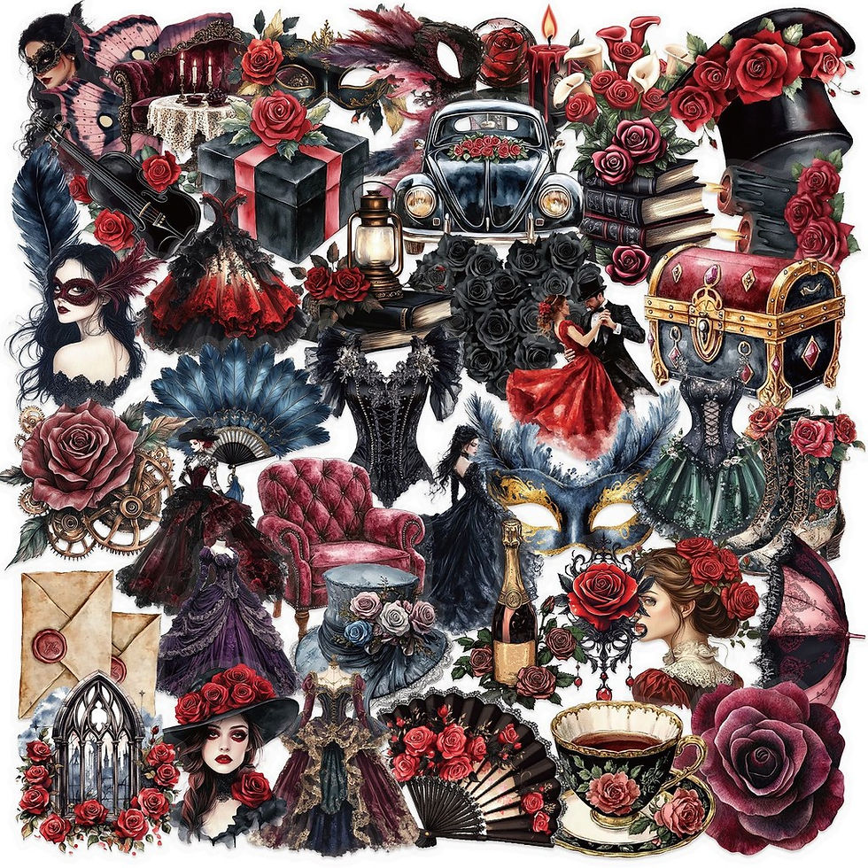 Thumbnail: 50pcs Transparent Masquerade Stickers | Waterproof PET Decals for Guitar & Journ