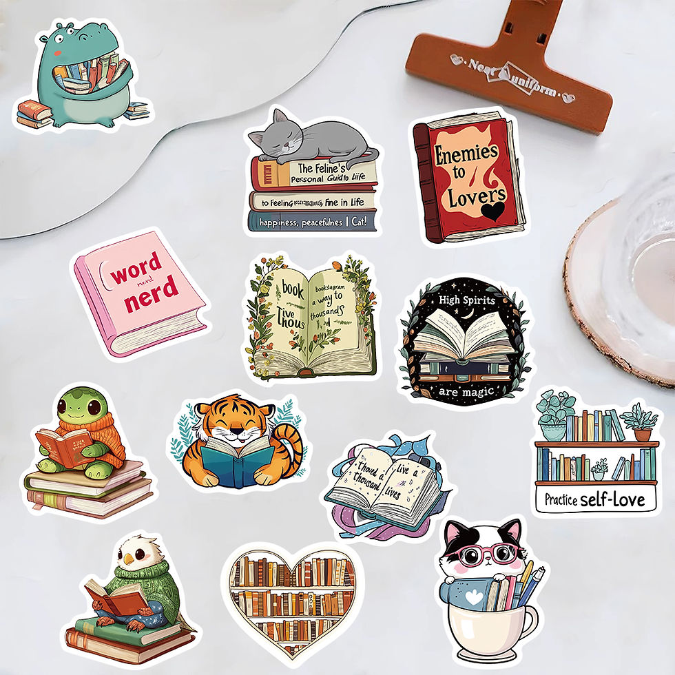 Thumbnail: 50PCS Animal Reading Stickers Notebook Cafe Aesthetic For Laptop Luggage PVC Hom