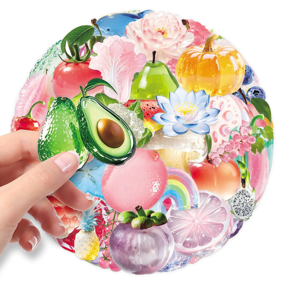 Thumbnail: 50-Piece Sparkling Transparent Stickers Fresh Cute Fruit Rainbow Graffiti Waterp