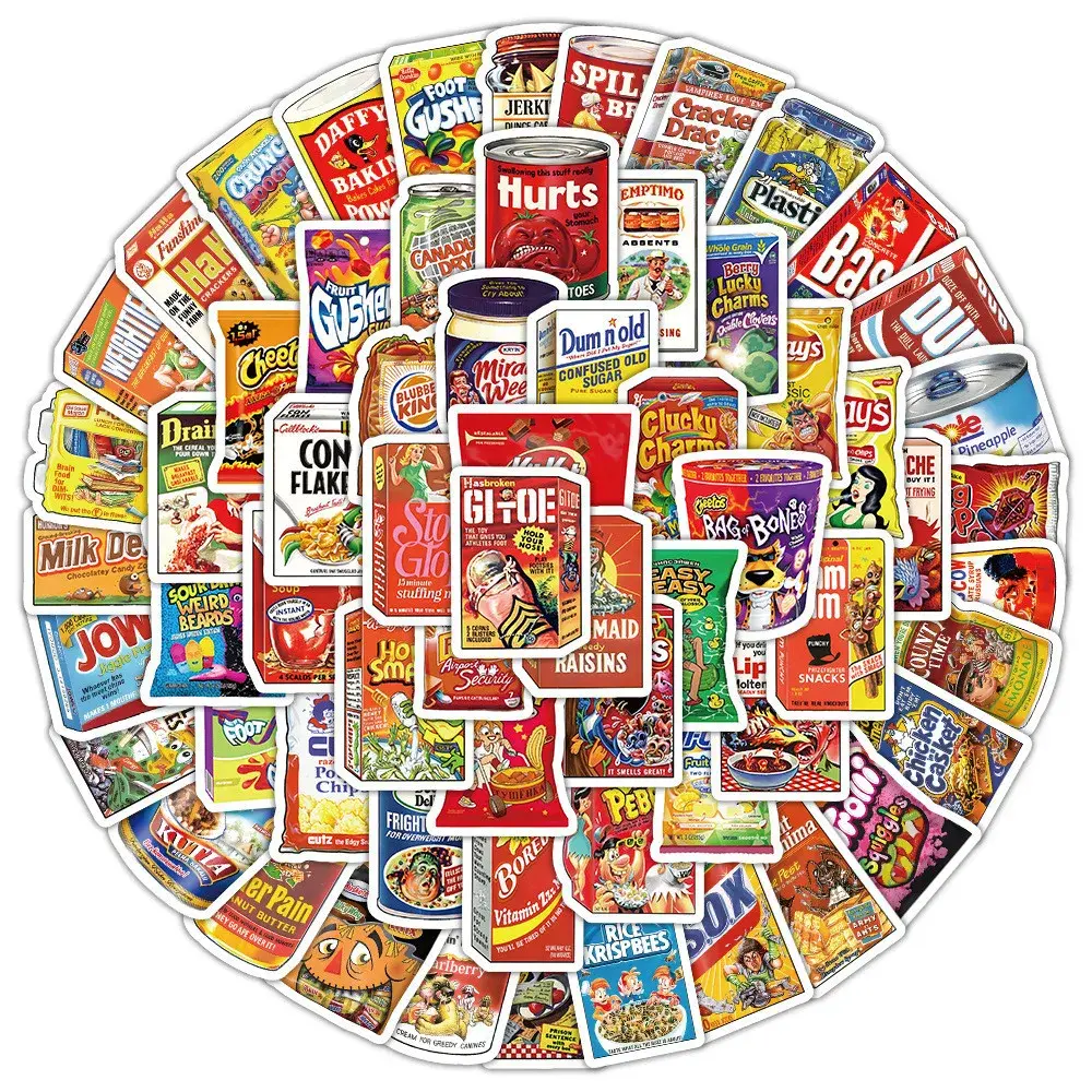 100PCS Cartoon American Snack Bag Waterproof Graffiti Stickers for Helmet Bicycl