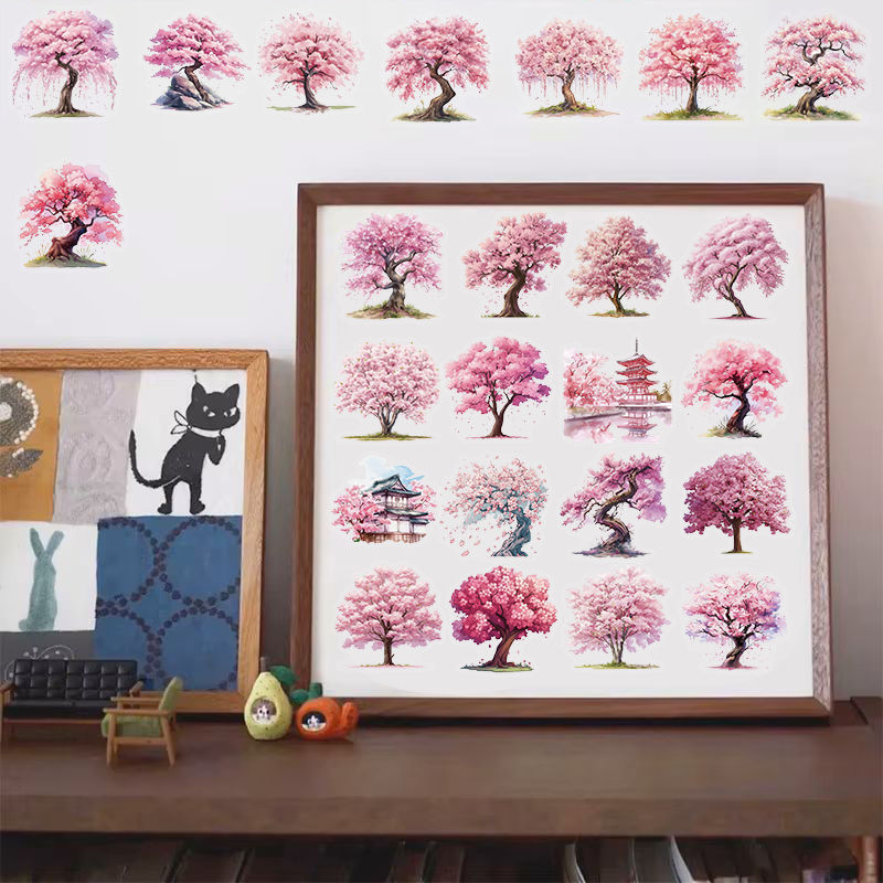 Thumbnail: 50PCS Watercolor Peach Tree Stickers Restaurant Stationery DIY Handmade Scrapboo