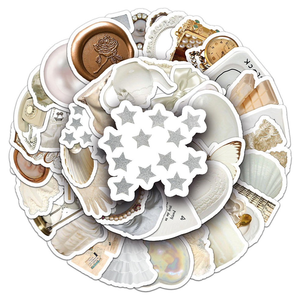 Thumbnail: 50Pcs White Instagram Aesthetic Doodle Stickers - Guka/Journal/Boba Cup/Luggage 