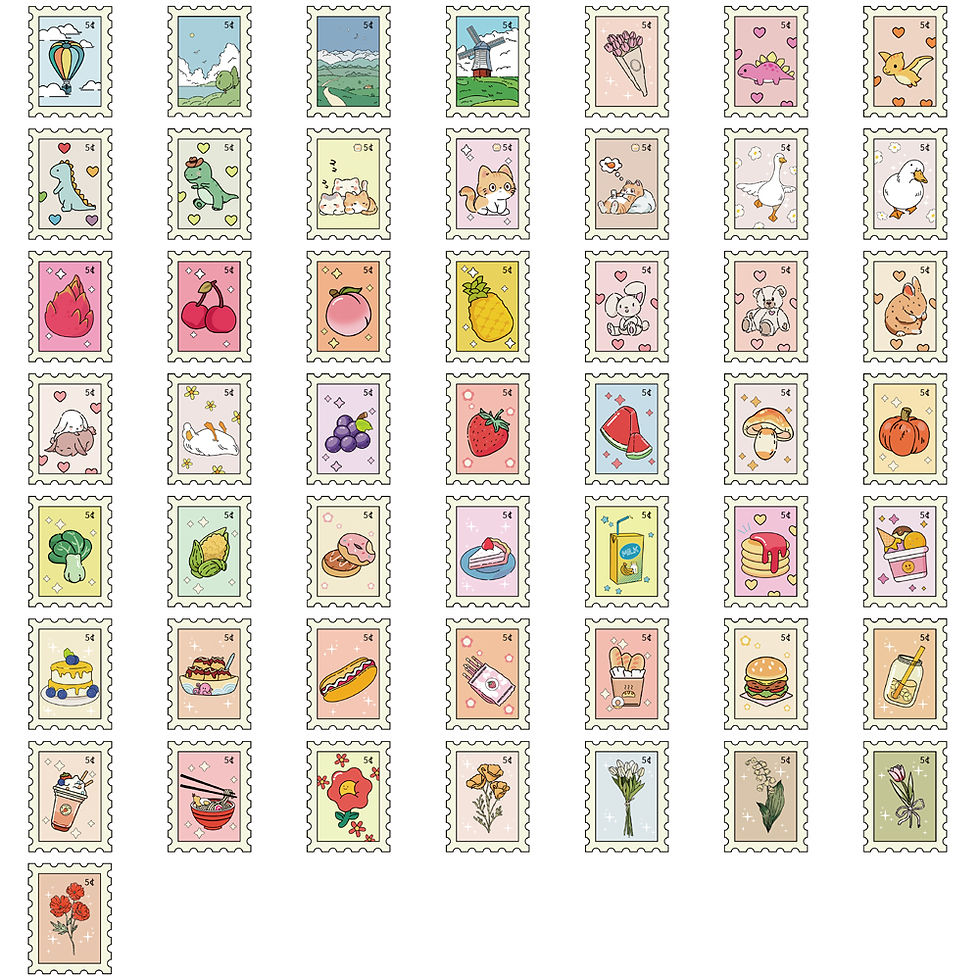 Thumbnail: 50PCS Small Fresh Stamp Stickers Aesthetic Harajuku Streetwear Phone Scrapbook Y