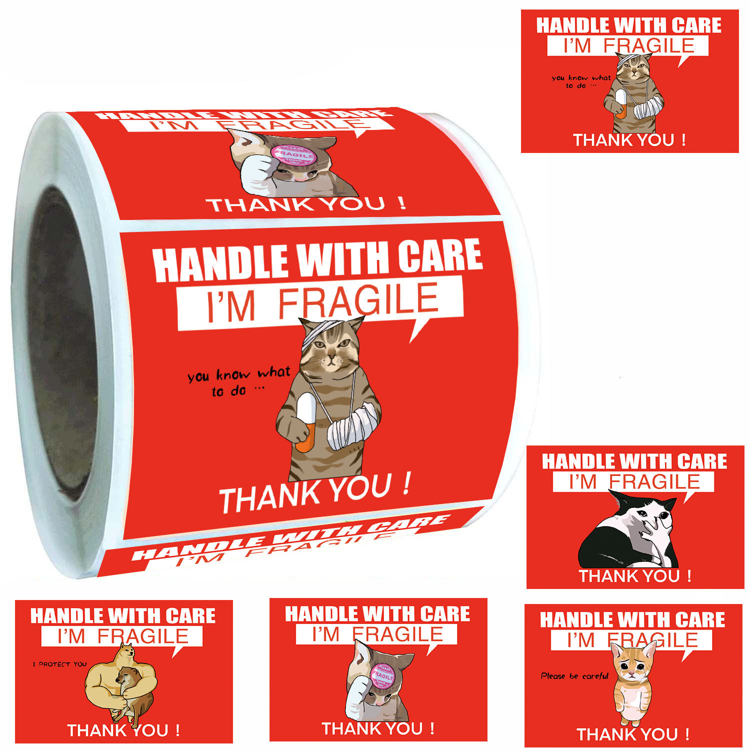 200Pcs/Roll Cute Funny Fragile Meme Print Bicycle DIY Laptop Landscape Gifts Art