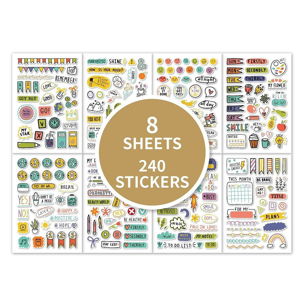 Thumbnail: 240 Pcs/8 Sheets Planner Mark Label Stickers - DIY Graffiti Decals for Journals,