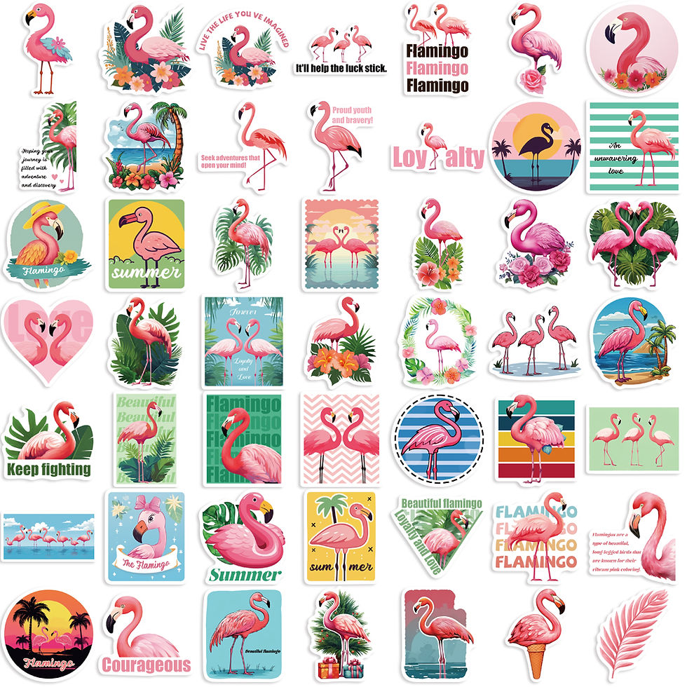 Thumbnail: 50pcs Flamingos Stickers Dream for DIY Girls Scrapbook Suitcase Water Bottle Pho