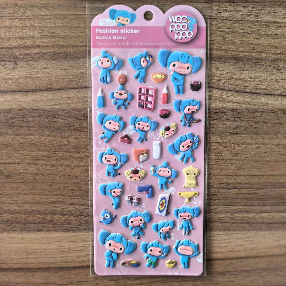 Thumbnail: 4Sheets Woo Hoo Roo Roo Fashion Bubble Stickers Cartoon Character Decals for Cra