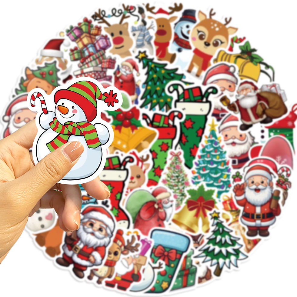 Thumbnail: 50pcs Retro Christmas Cartoon Children Stickers Decals Decoration DIY Phone Note