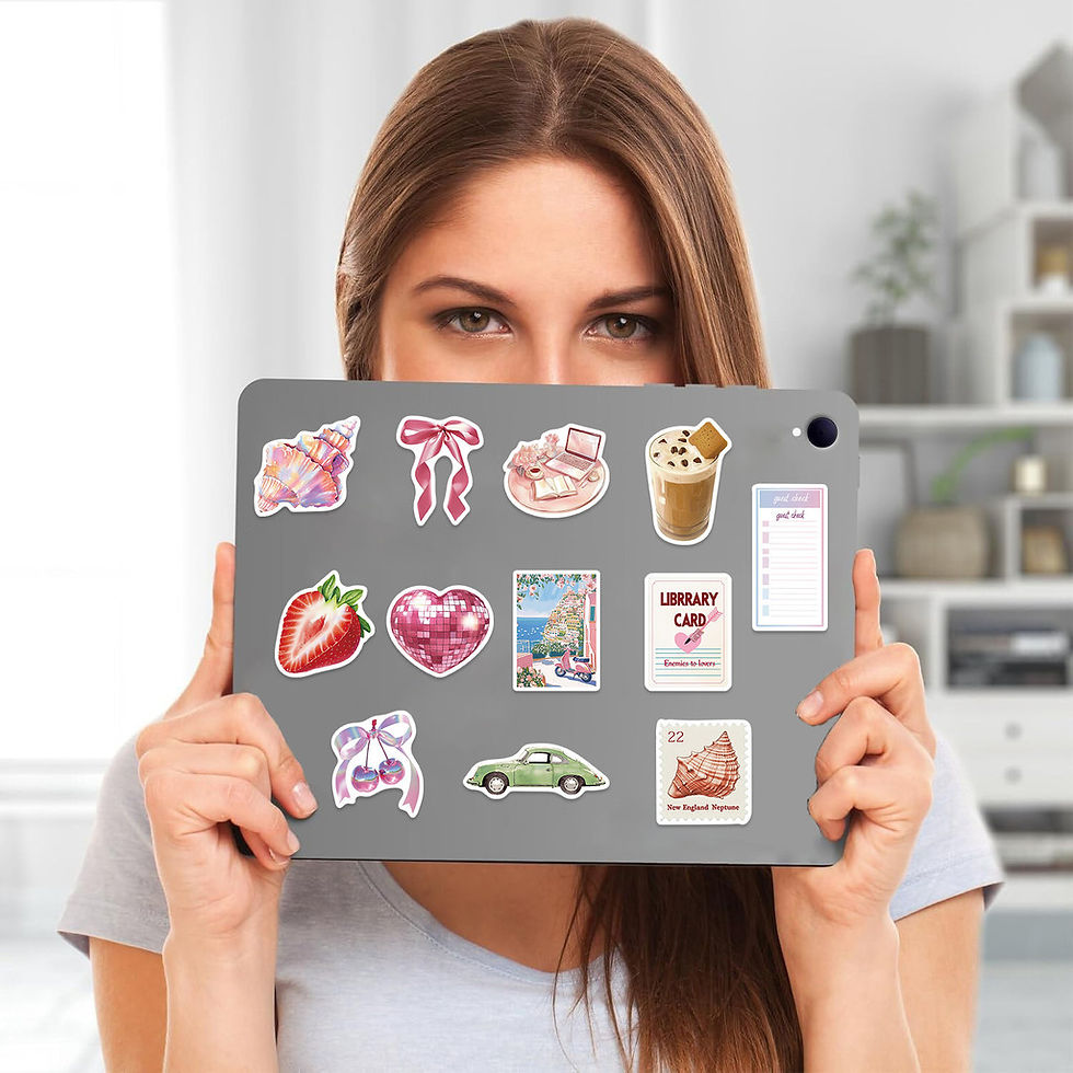 Thumbnail: 50-Piece Cartoon Pink Aesthetic Series Stickers - Waterproof PVC Decorative Deca